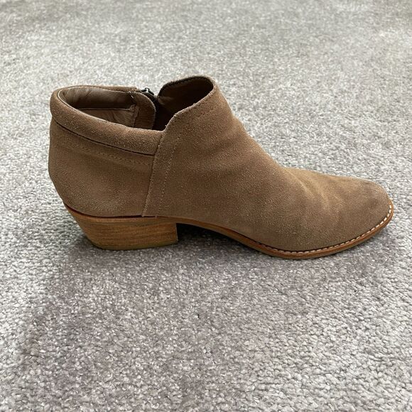 Steve Madden Tobii Leather suede Ankle Boots Womens 7 Brown Round Toe Side Zip - Picture 10 of 14
